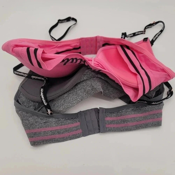 NWT Pack of 2 Aeropostale Gray Pink Black Wireless Smooth Center Lift Bra Sz 38C - Picture 9 of 11